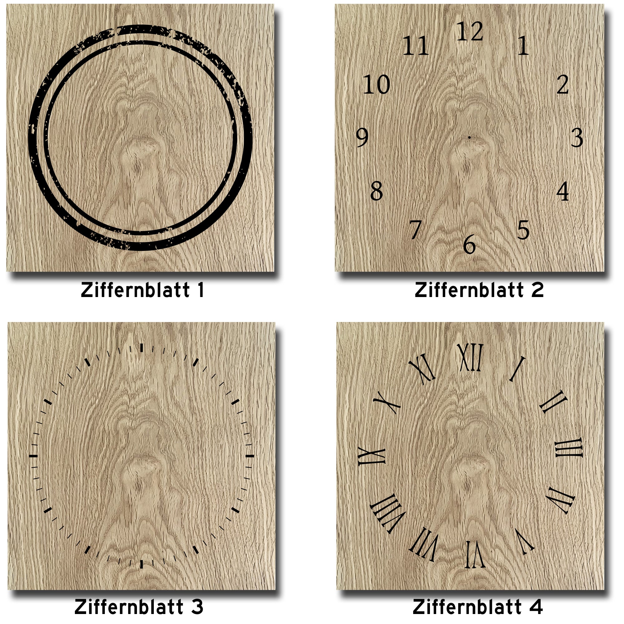 Oak wall clock with tree edge – rustic elegance with selectable clock face